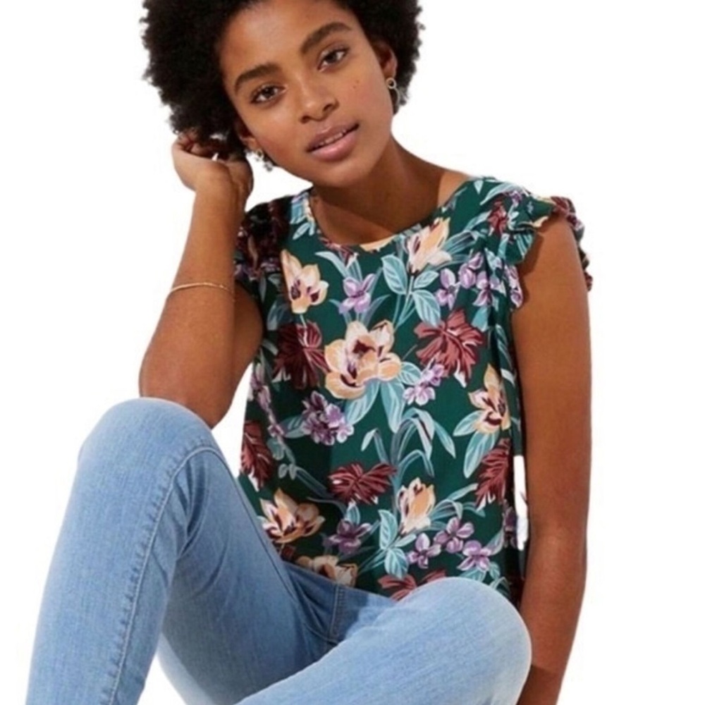 Loft floral flutter sleeve blouse